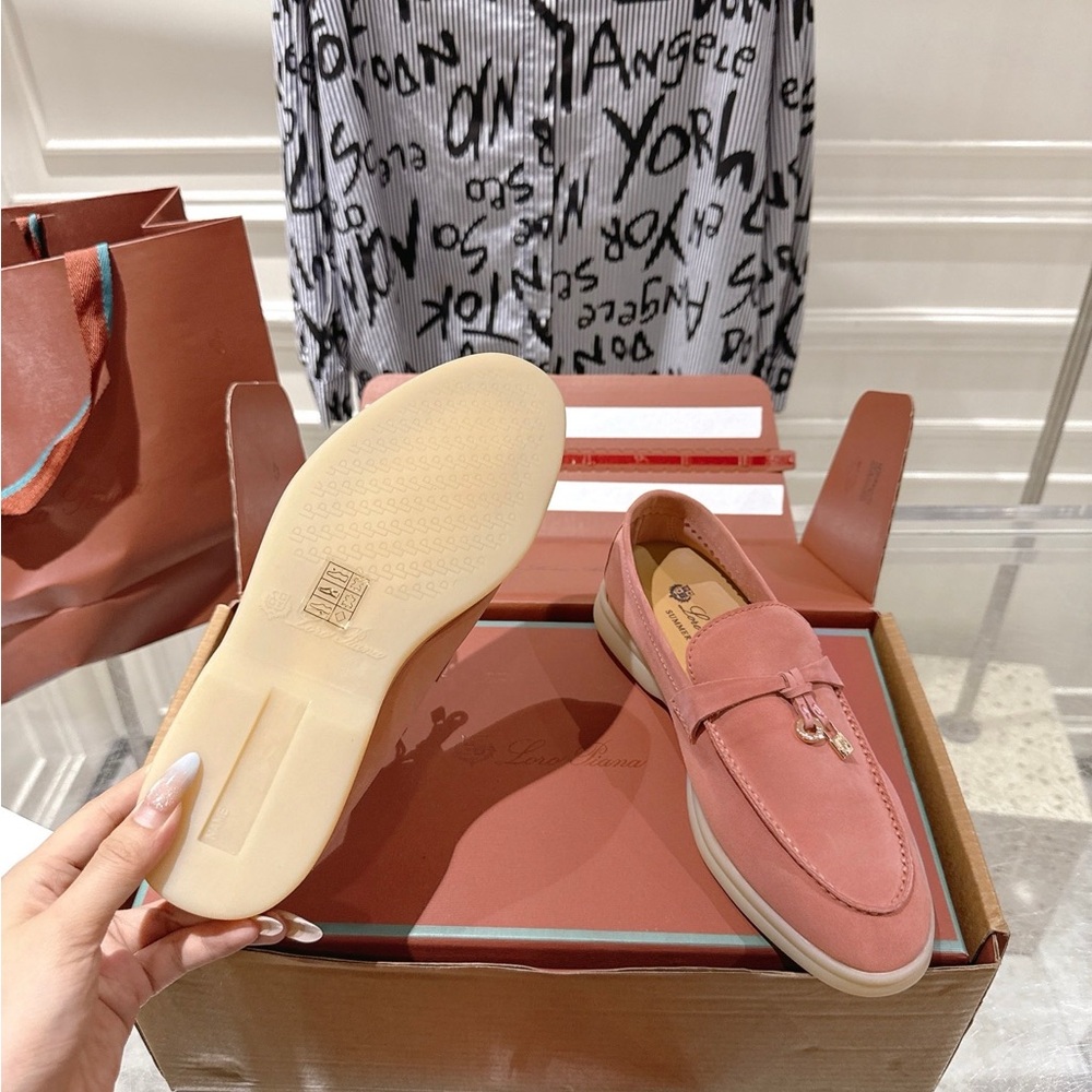 💗 Blush Pink Loro Piana Loafers | Summer Walk Suede Flats 👡 - Picture 7 of 8